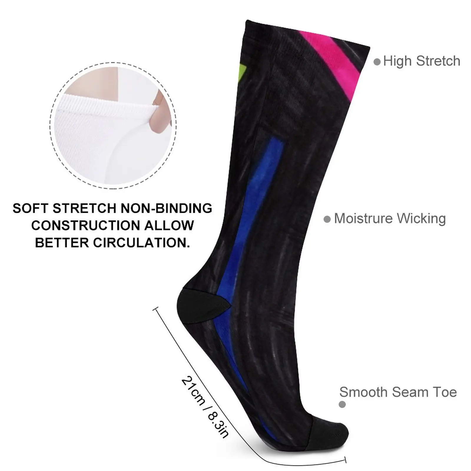 Чорапи с розова пръчки, дълги чорапи, мъжки чорапи за колоездене Изображение 2