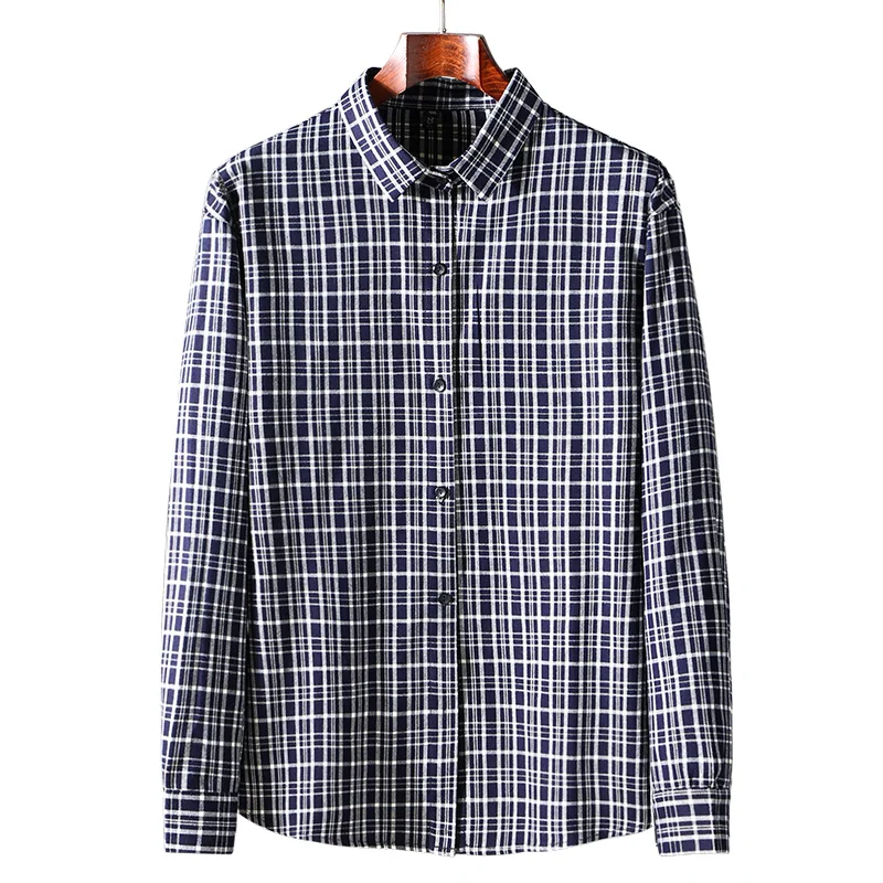 Мъжки Клетчатая риза с дълъг ръкав, Висококачествени Мъжки Ежедневни пролетно-есенна риза с копчета размер Оверсайз 10XL, бизнес Ризи за мъже, camisas Изображение 2
