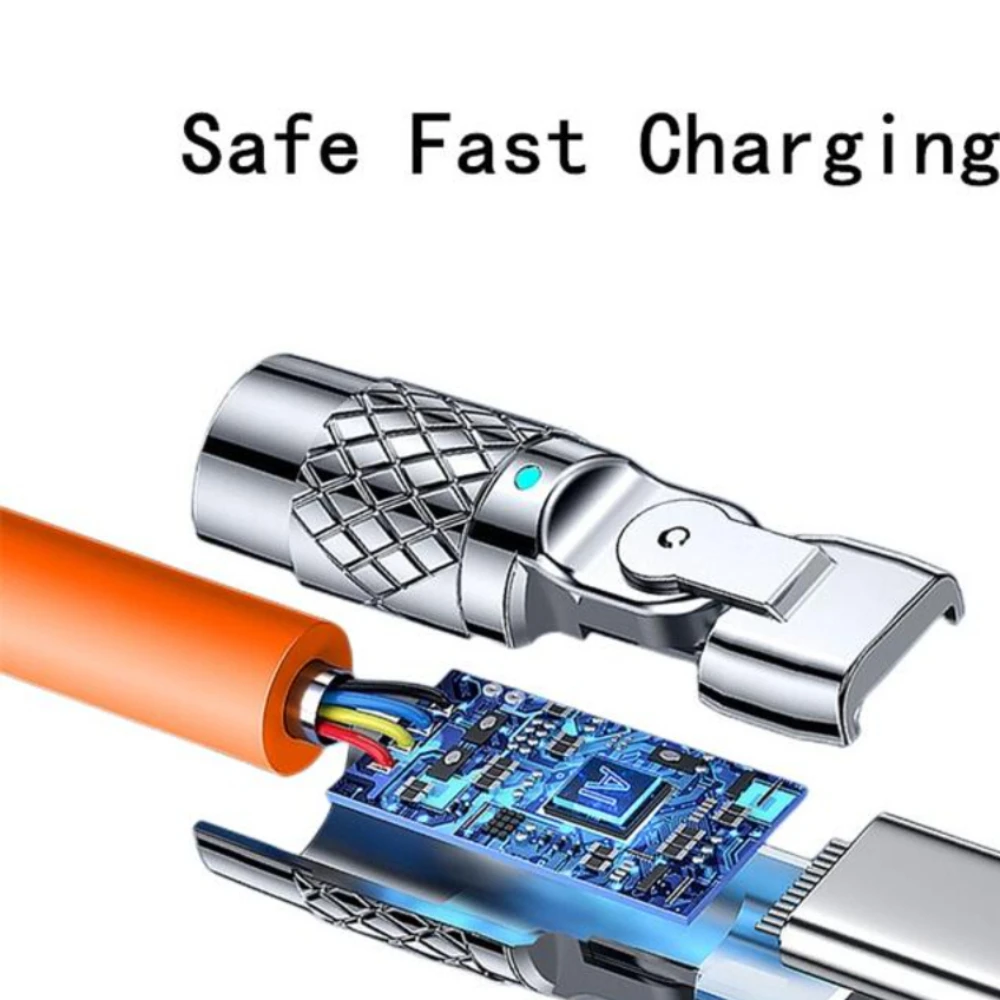 Завъртане на 180 ° USB кабел за Бързо Зареждане на iPhone SuperCharge Charger Кабел за Предаване на данни Ултра Дебел Кабел За iPhone 14 13 12 Pro Max Изображение 1