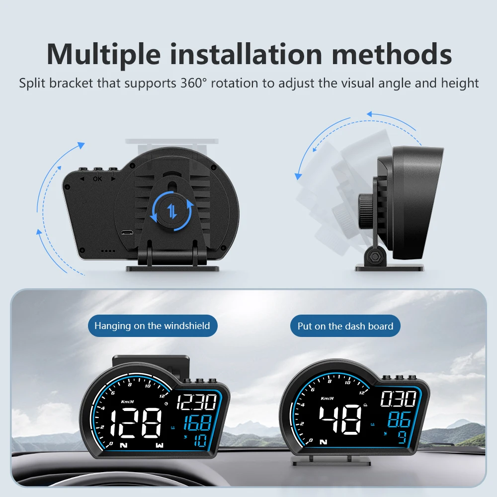 Система HUD GPS G16 Авто централен дисплей за всички автомобили led автоматично измерване на скоростта Интелигентна цифрова напомняне за тревожност Аксесоари за електроника Изображение 5