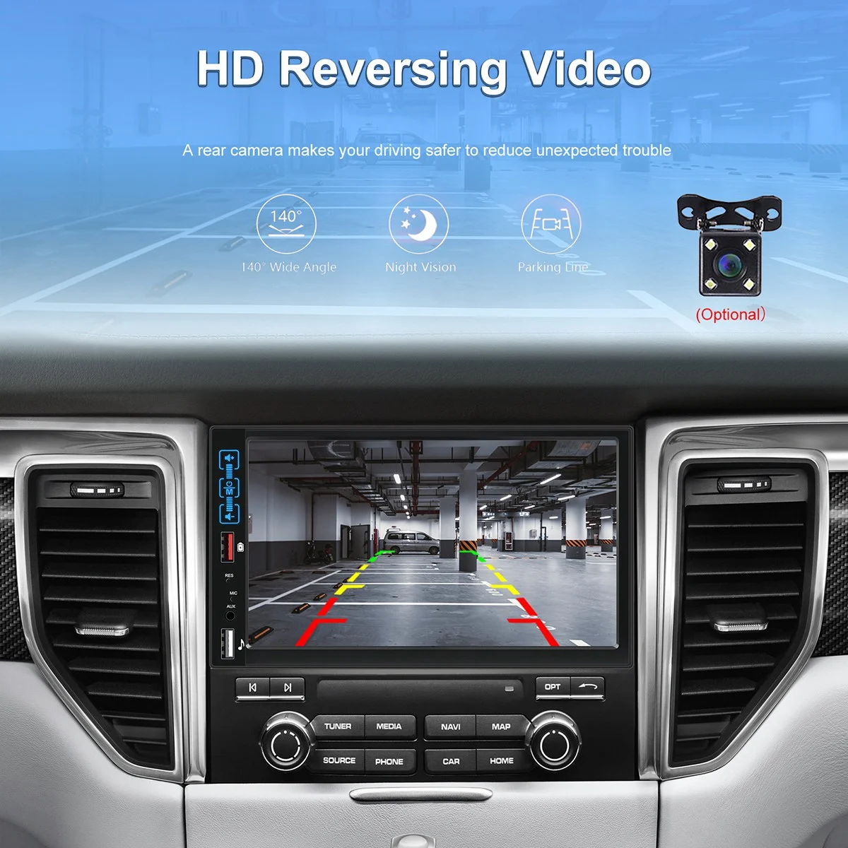 Авто стереосистемный мултимедиен плеър Aadio, Автомобилен плейър с централно управление, универсален 7-инчов сензорен екран, едноканален MP5 плейър Изображение 1