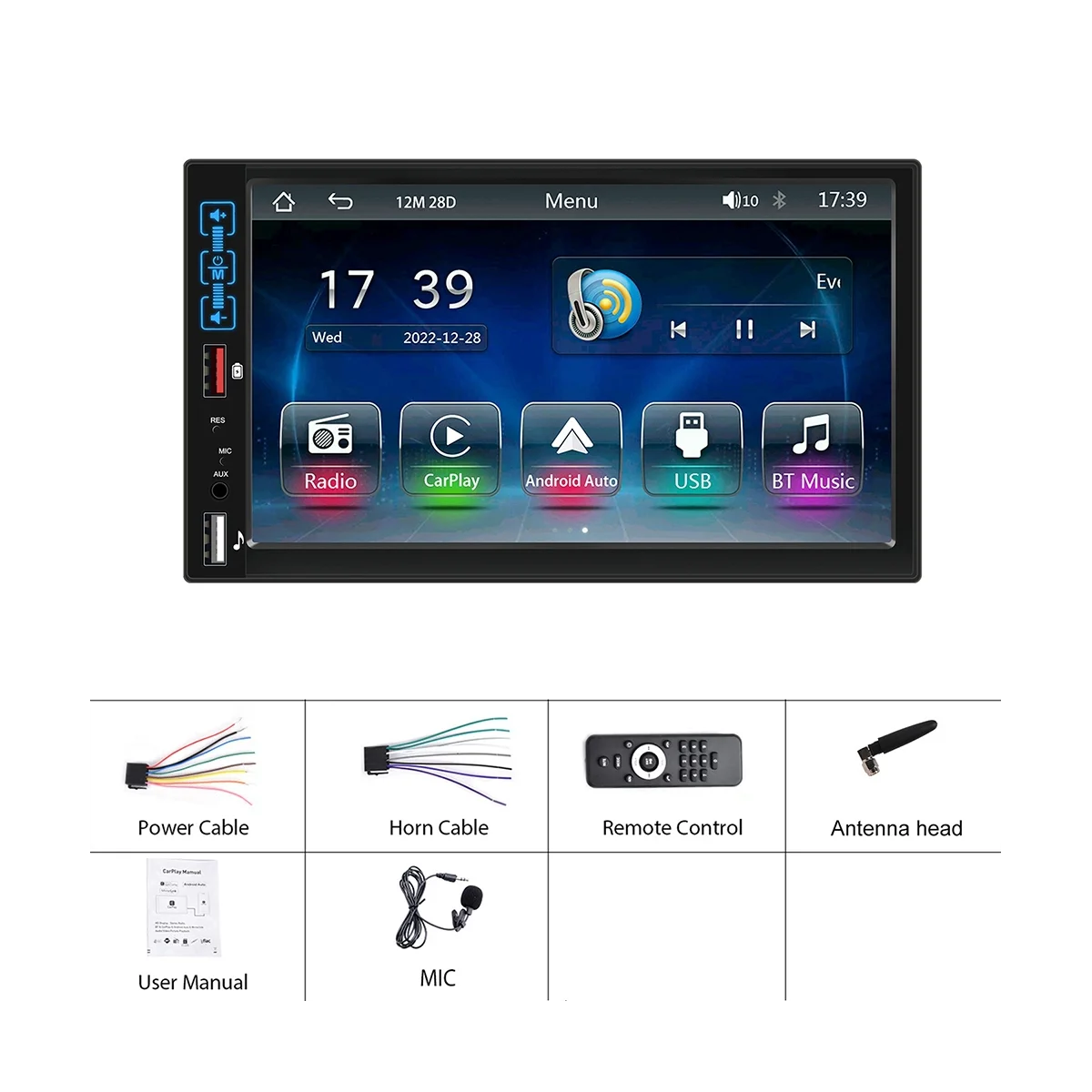 Авто стереосистемный мултимедиен плеър Aadio, Автомобилен плейър с централно управление, универсален 7-инчов сензорен екран, едноканален MP5 плейър Изображение 4