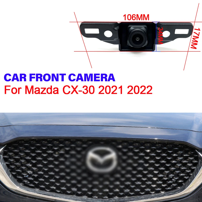 На 170 градуса рибешко око 1280 *720 P AHD автомобилна камера на предния преглед за Mazda CX-30 2021 2022 предна решетка парковочная помещение HD720P CVBS водоустойчив Изображение 0
