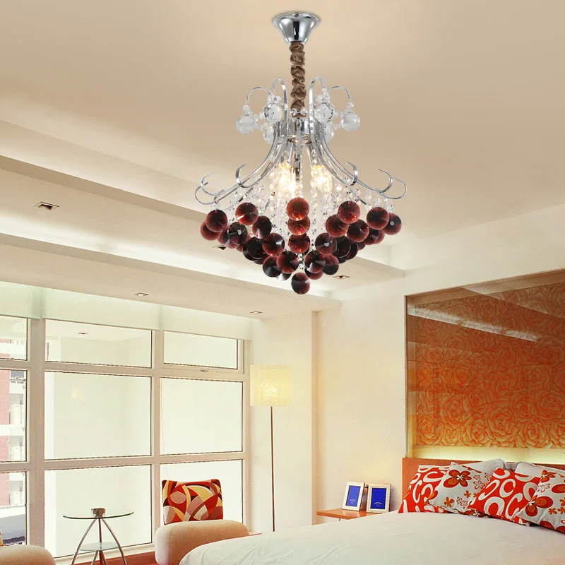 Скандинавска модерна вино-червен кристален полилей, декорация на дома, спалня, веранда, килер, проход, коридор, окачена лампа Изображение 1