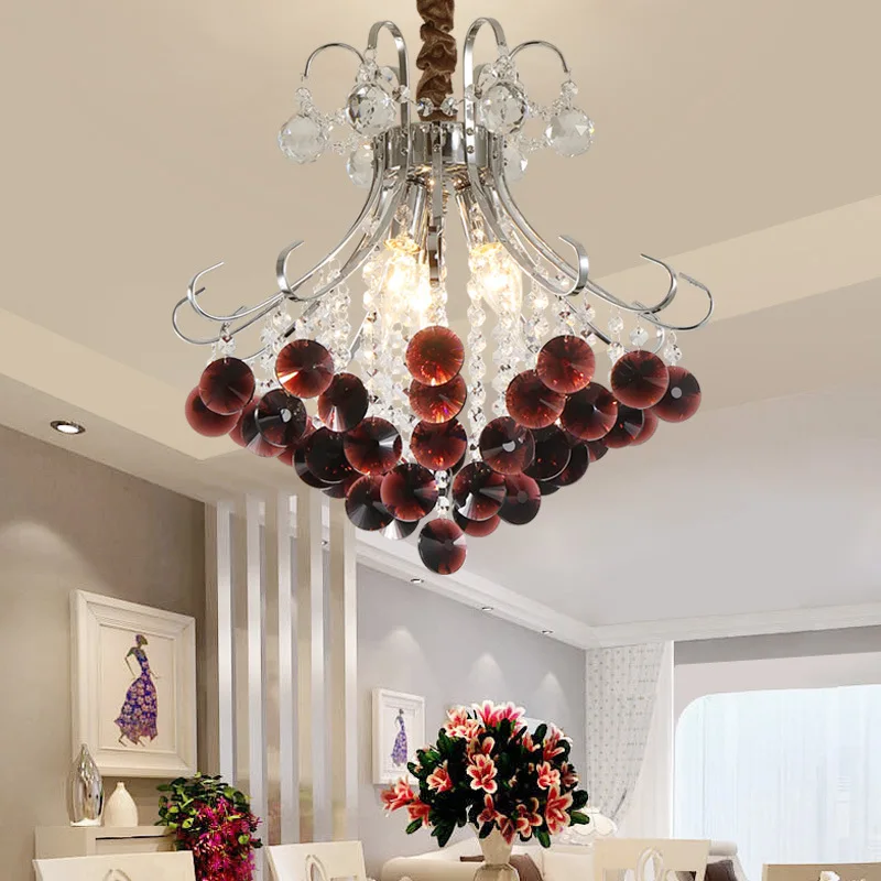 Скандинавска модерна вино-червен кристален полилей, декорация на дома, спалня, веранда, килер, проход, коридор, окачена лампа Изображение 3