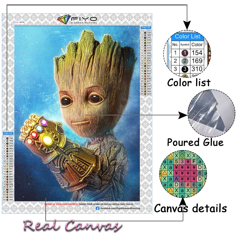 Marvel Diamond Живопис Groot Новата колекция 2023 Пълна Диамантена Мозайка 5D си САМ 