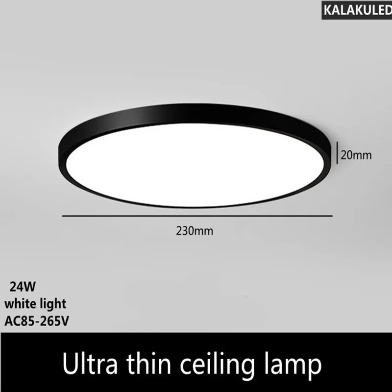 Ултратънък тавана лампа с дължина 2 см, Съвременен тавана лампа AC85-265V капацитет от 24 W за хол, лампа за кухни Изображение 0