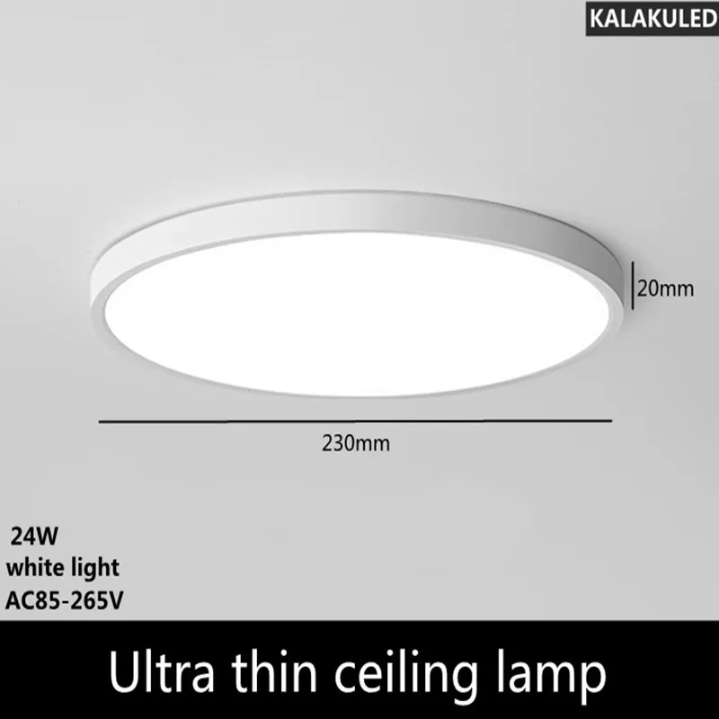 Ултратънък тавана лампа с дължина 2 см, Съвременен тавана лампа AC85-265V капацитет от 24 W за хол, лампа за кухни Изображение 1