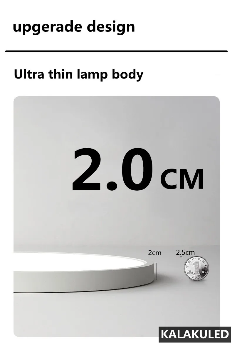 Ултратънък тавана лампа с дължина 2 см, Съвременен тавана лампа AC85-265V капацитет от 24 W за хол, лампа за кухни Изображение 2