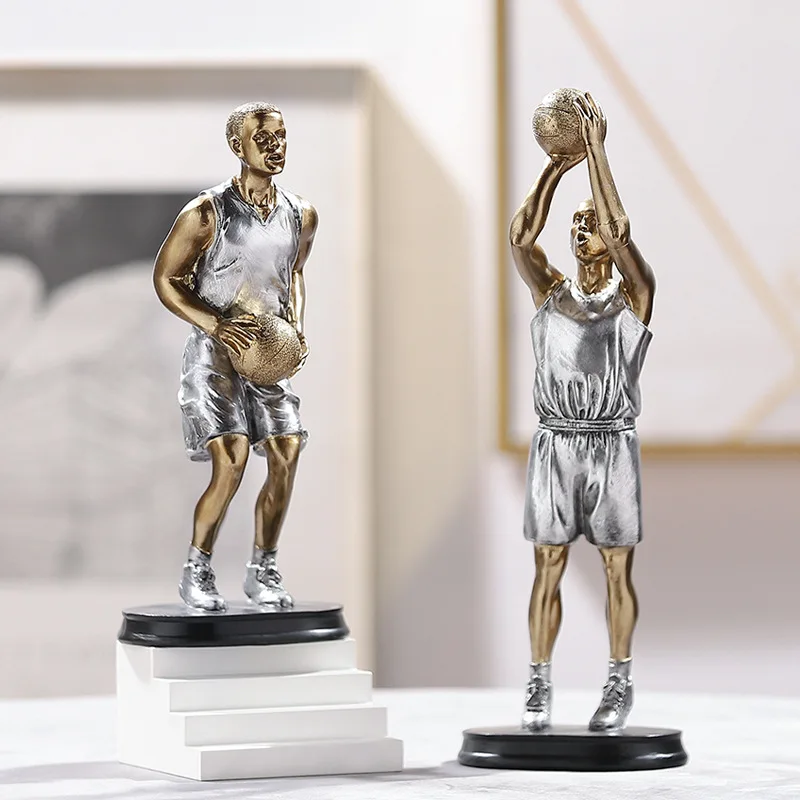 Статуята баскетболист в скандинавски стил и Креативна Скулптура от смола с Ръчно изработени Бижута дом Офис Фигурки за работния плот на закрито Подарък Изображение 1