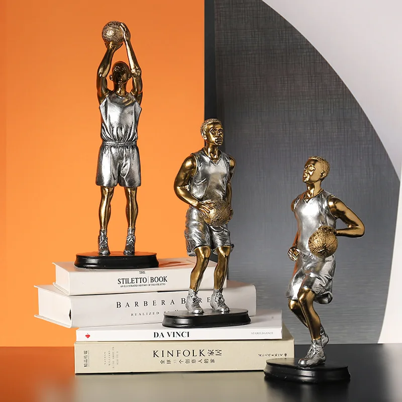 Статуята баскетболист в скандинавски стил и Креативна Скулптура от смола с Ръчно изработени Бижута дом Офис Фигурки за работния плот на закрито Подарък Изображение 5