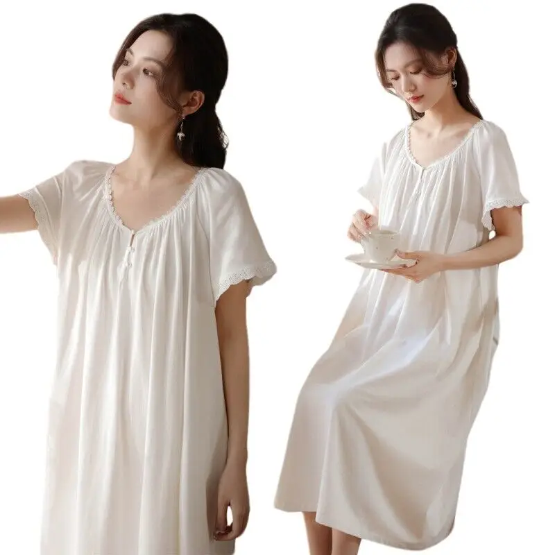 Лятна Дамска Бяла пижама за момиче с къс ръкав, Без халат, нощница, Пижама, Бельо, Домашни Дрехи Изображение 0