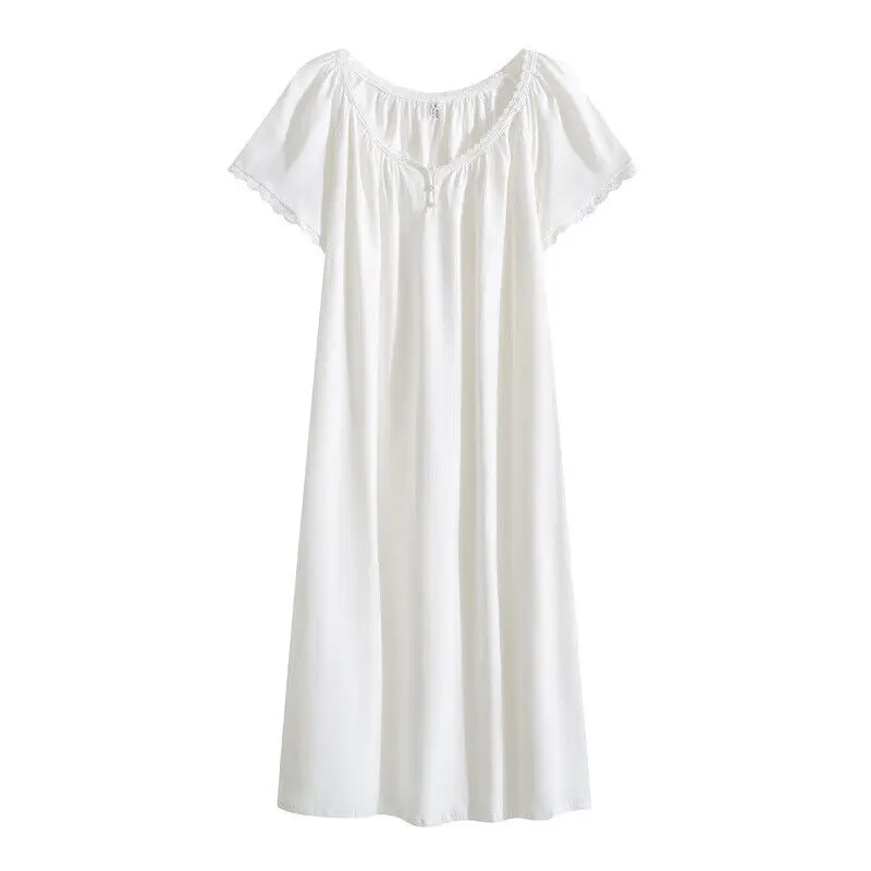 Лятна Дамска Бяла пижама за момиче с къс ръкав, Без халат, нощница, Пижама, Бельо, Домашни Дрехи Изображение 1