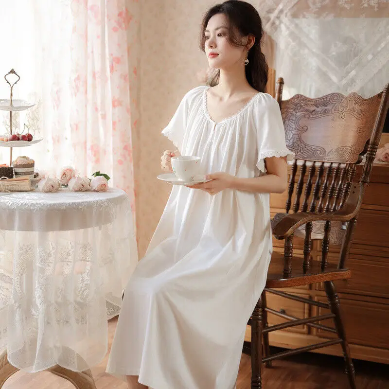 Лятна Дамска Бяла пижама за момиче с къс ръкав, Без халат, нощница, Пижама, Бельо, Домашни Дрехи Изображение 5
