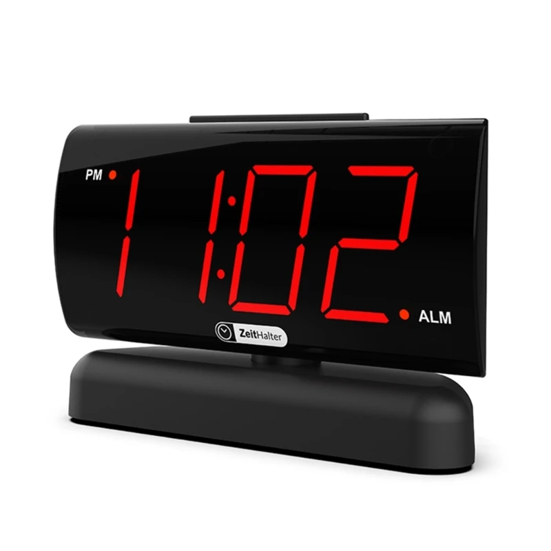 Електронни часовници с извито led екран, нощни настолен будилник с въртящ се на 90 градуса основание за спални, Офис led часовници Изображение 0