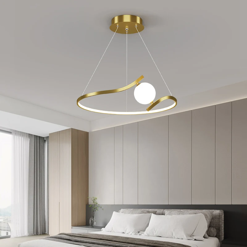 Окачен лампа Led Art Chandelier Light Room Decor Трапезария модерен изчистен скандинавски 2023new луксозна атмосфера спалня Изображение 3