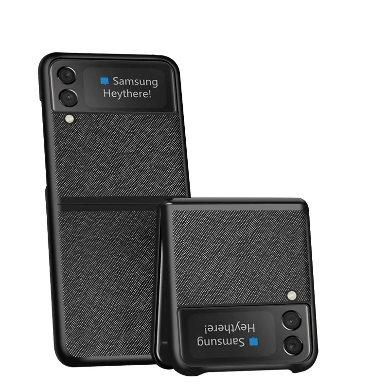 Бизнес Минимален Обикновен калъф-книжка с кръстосани закопчалка за Samsung Galaxy Z Flip 3 4 Z Fold3 Z Fold 4 5g, Ултратънък калъф със защита от падане Изображение 2