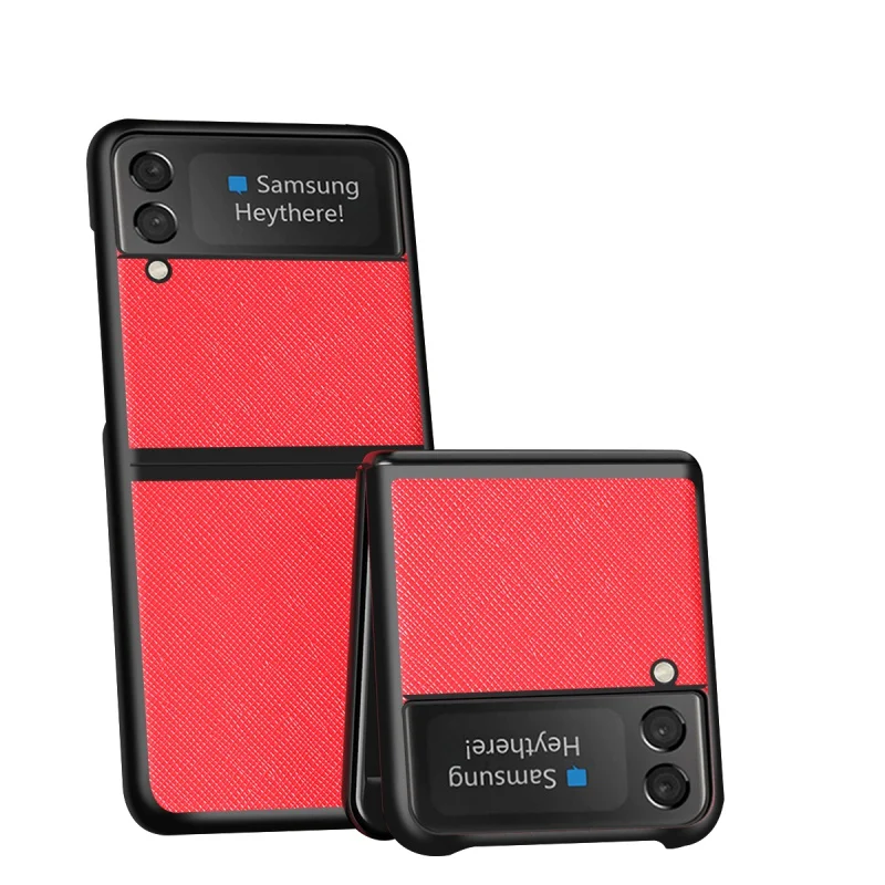 Бизнес Минимален Обикновен калъф-книжка с кръстосани закопчалка за Samsung Galaxy Z Flip 3 4 Z Fold3 Z Fold 4 5g, Ултратънък калъф със защита от падане Изображение 3