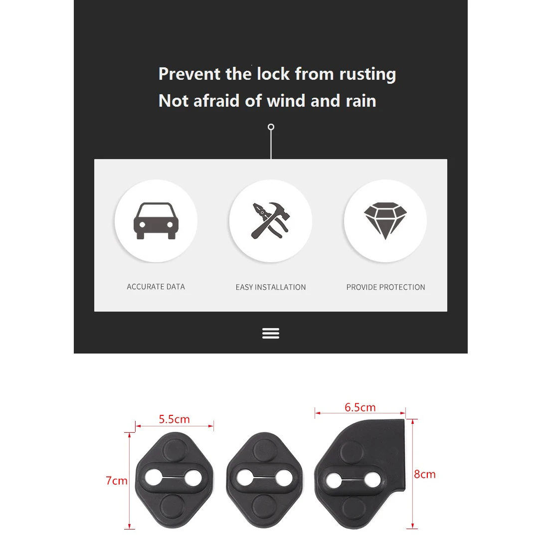 3 бр. за Suzuki Jimny 2019 2020, Авто Автоматично заключване на вратите, Защитни украса, Накладки, стикер, аксесоари, черен Изображение 3