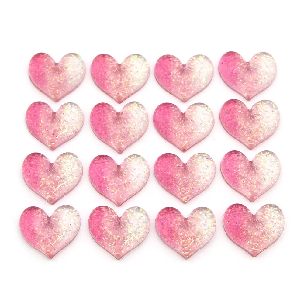 10 бр. Градиентные Розови Кабошоны от смола с плоска задната част във формата на сърце, Бижута и аксесоари, щипки за коса 