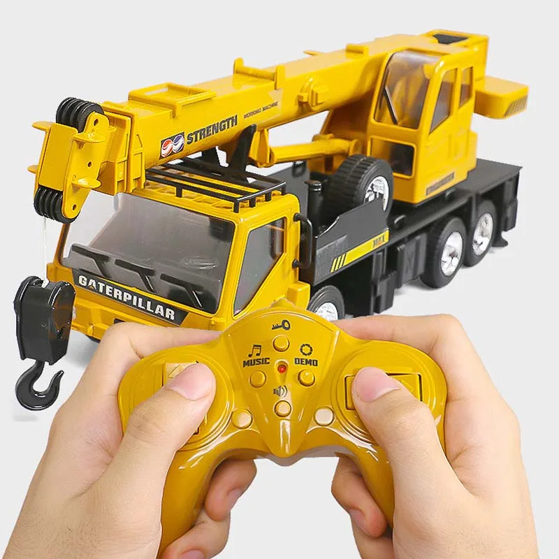 Радио-управляеми играчки за деца, строителна техника, имитирующая модел кран, Камиони, автомобилен превозвач от сплав с дистанционно управление, детски играчки Изображение 0