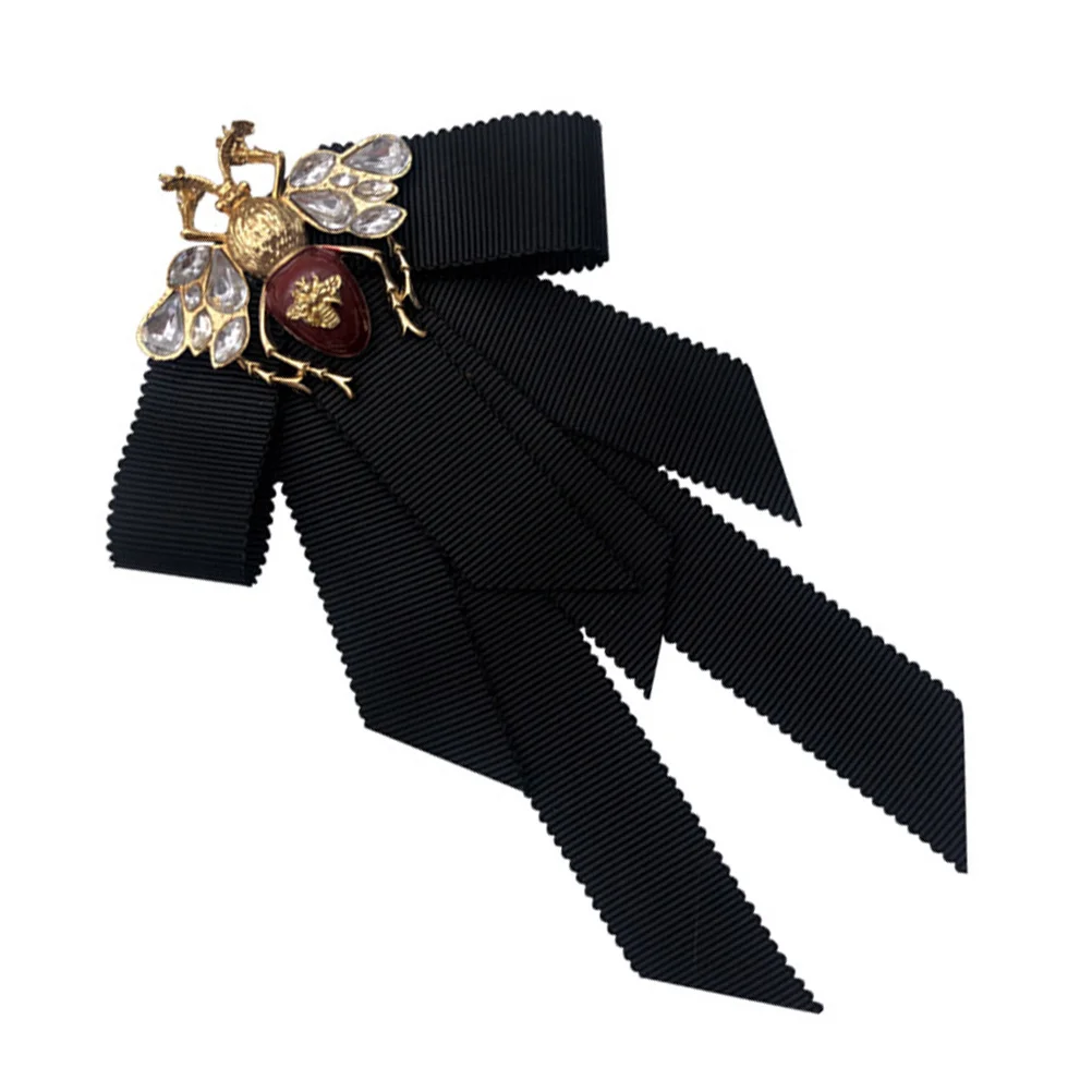 Дамски брошка-пеперуда, жени, предварително завязанная на шията, Аксесоари за дрехи в стил Ретро с пчела, Аксесоари за дрехи, черни костюми Изображение 4