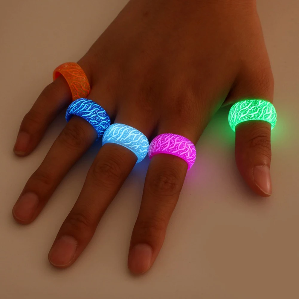 Модерен Цветен Светлинен пръстен от смола, Женски Мъжки Луминесцентни Светещи пръстени, бижута, светещи в тъмното, пръстен на пръст, на пръстени за пръстените Изображение 1