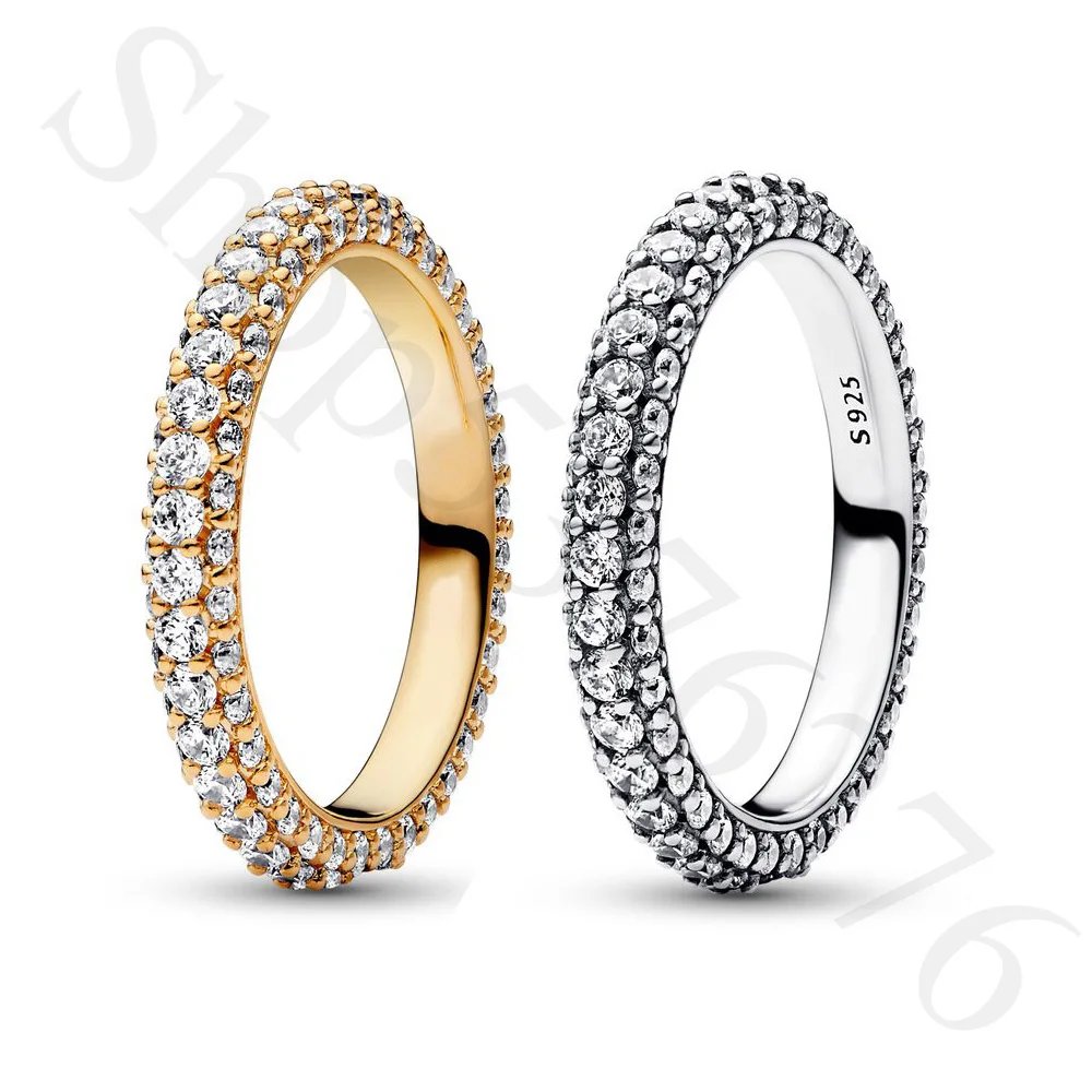 Аутентичное сребро 925 Проба, Вечно Паве, Однорядное Модерен пръстен за жени, подарък, Бижута със Собствените си ръце Изображение 0