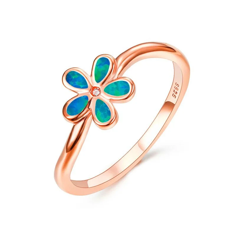 2023 Сладък Дамски пръстен с цветя за жени, Вечерни бижута, аксесоари, подарък за момиче, Модерно Колие с имитация на опал за жени Изображение 0