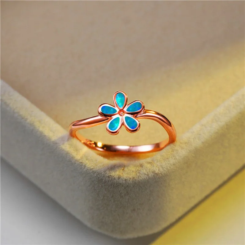 2023 Сладък Дамски пръстен с цветя за жени, Вечерни бижута, аксесоари, подарък за момиче, Модерно Колие с имитация на опал за жени Изображение 3