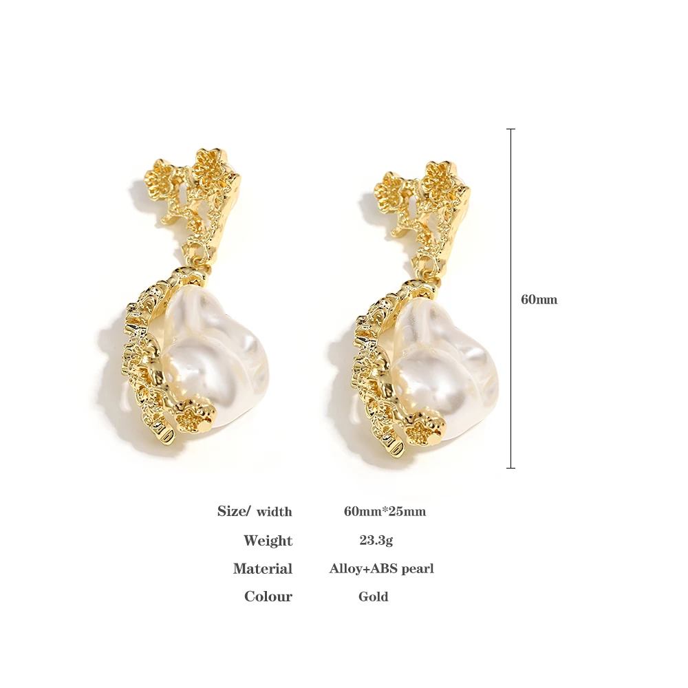 AENSOA нередовни реколта обеци с метални перли в златен цвят, за жени, преувеличивающие изрязани орнаменти от метал с цветя модел сливи Bossom Изображение 5