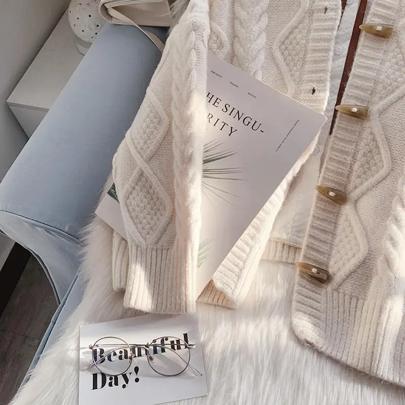 Пуловер с качулка, палта есен-зима 2023, нова дамска свободна горна дреха, мързелив вязаный жилетка Изображение 5