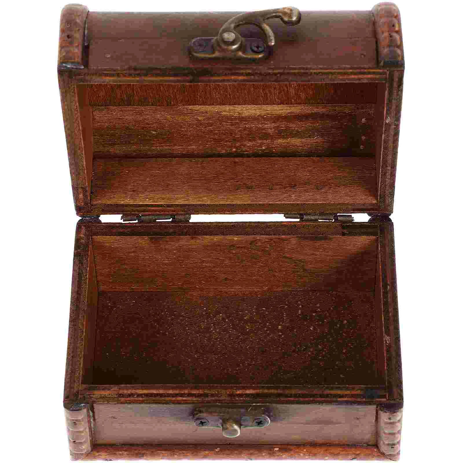 Кутия за съхранение с ключалка, Ковчег за бижута, Реколта Дървена ковчег за съхранение, Декор, Калъф за бижута, Декоративни обеци, контейнер за украшения Изображение 1