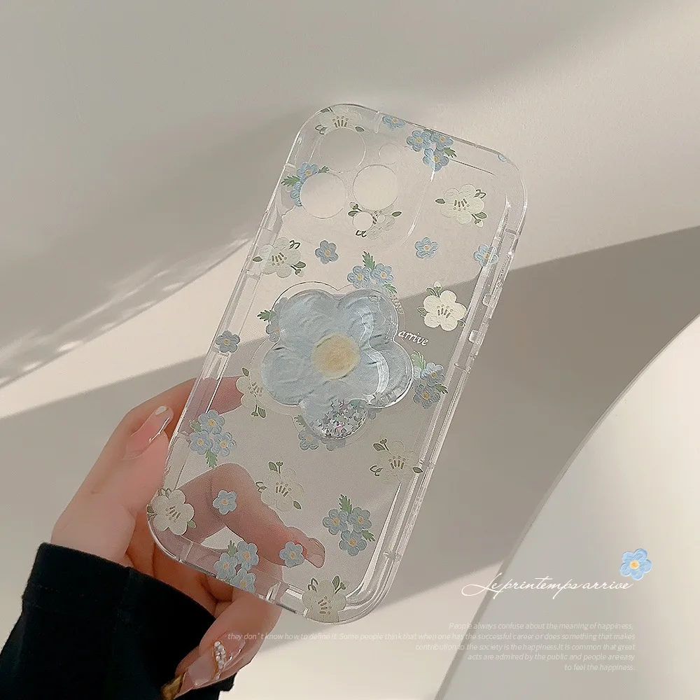 Прозрачен скоба мек силиконов калъф за мобилен телефон iPhone 14 13 12 PRO MAX X XS-XS 7 8 Plus 2020 Цветя противоударная обвивка Изображение 2