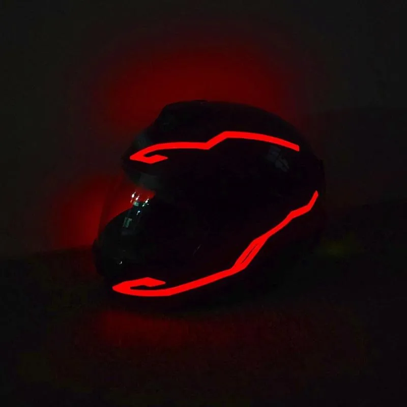 Водоустойчив мотоциклет шлем с led лента студено светлина, ЕЛ стикер, 4 мигащи сигнални искра, комплект каска за нощно каране Изображение 2