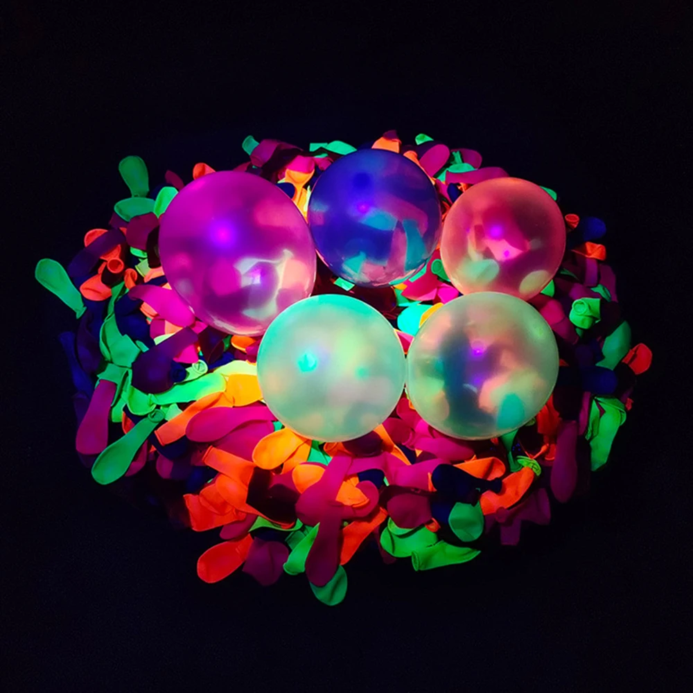 500 Бр. Неонови и флуоресцентни балони 5 инча UV-светещи балони Blacklight Latex Globos Детски декор за Парти в чест на рождения Ден Изображение 0