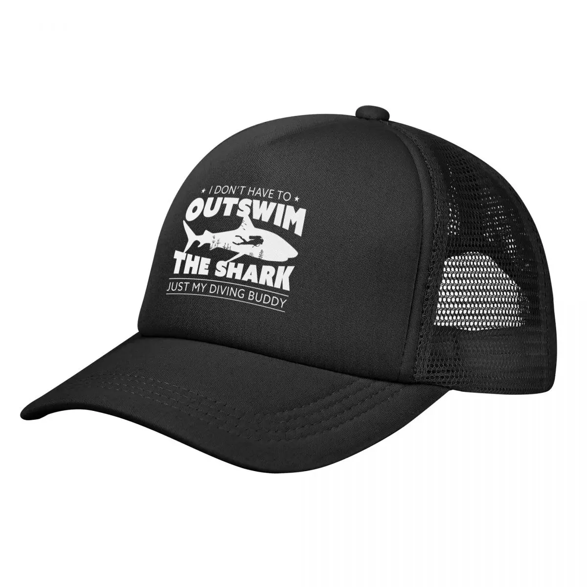 Бейзболна шапка Shark Scuba Diver за мъже и жени, шапки за шофьори на камиони, Регулируеми Шапки Унисекс с вкара облегалка за риболов Изображение 0