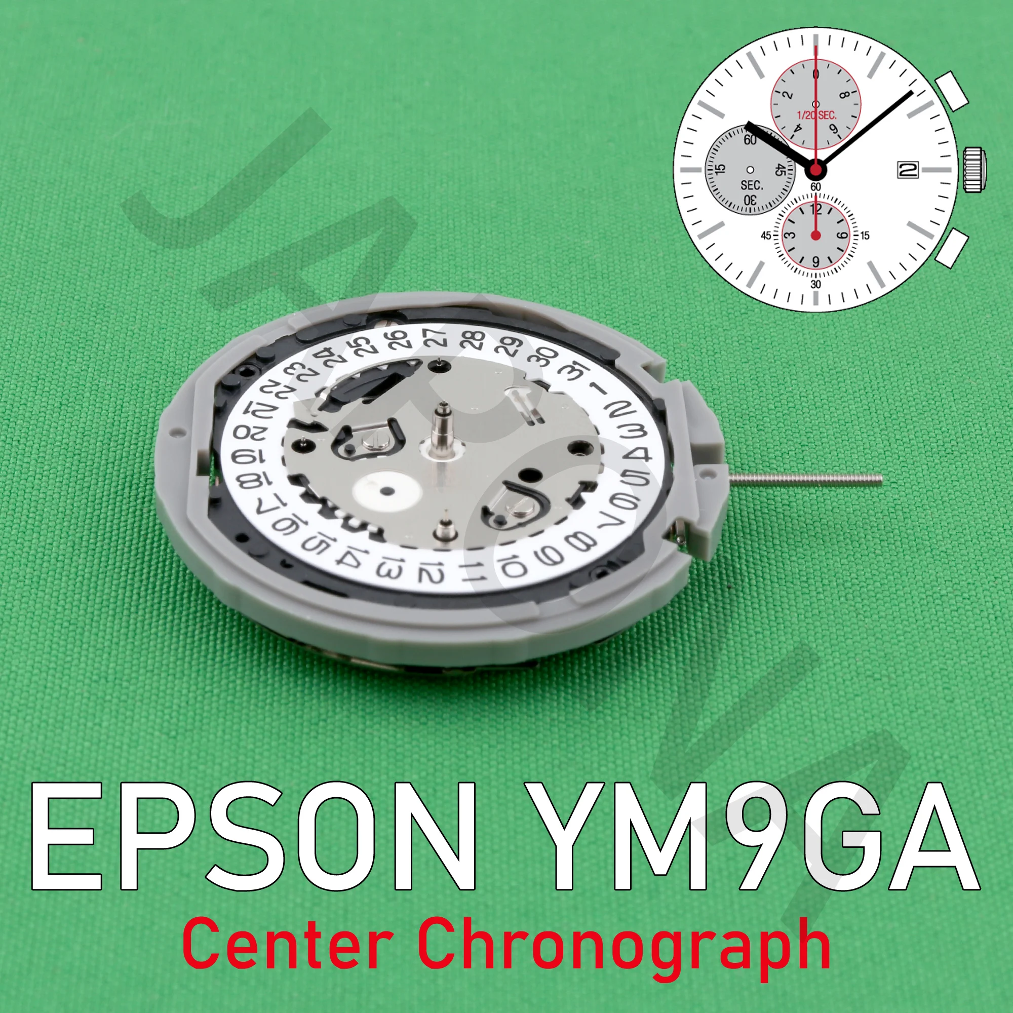 Механизъм YM9G Япония Механизъм EPSON YM9GA малки стрелки на 6.9.12 Аналогов кварцов 12-инчов централен секунди хронограф Изображение 1