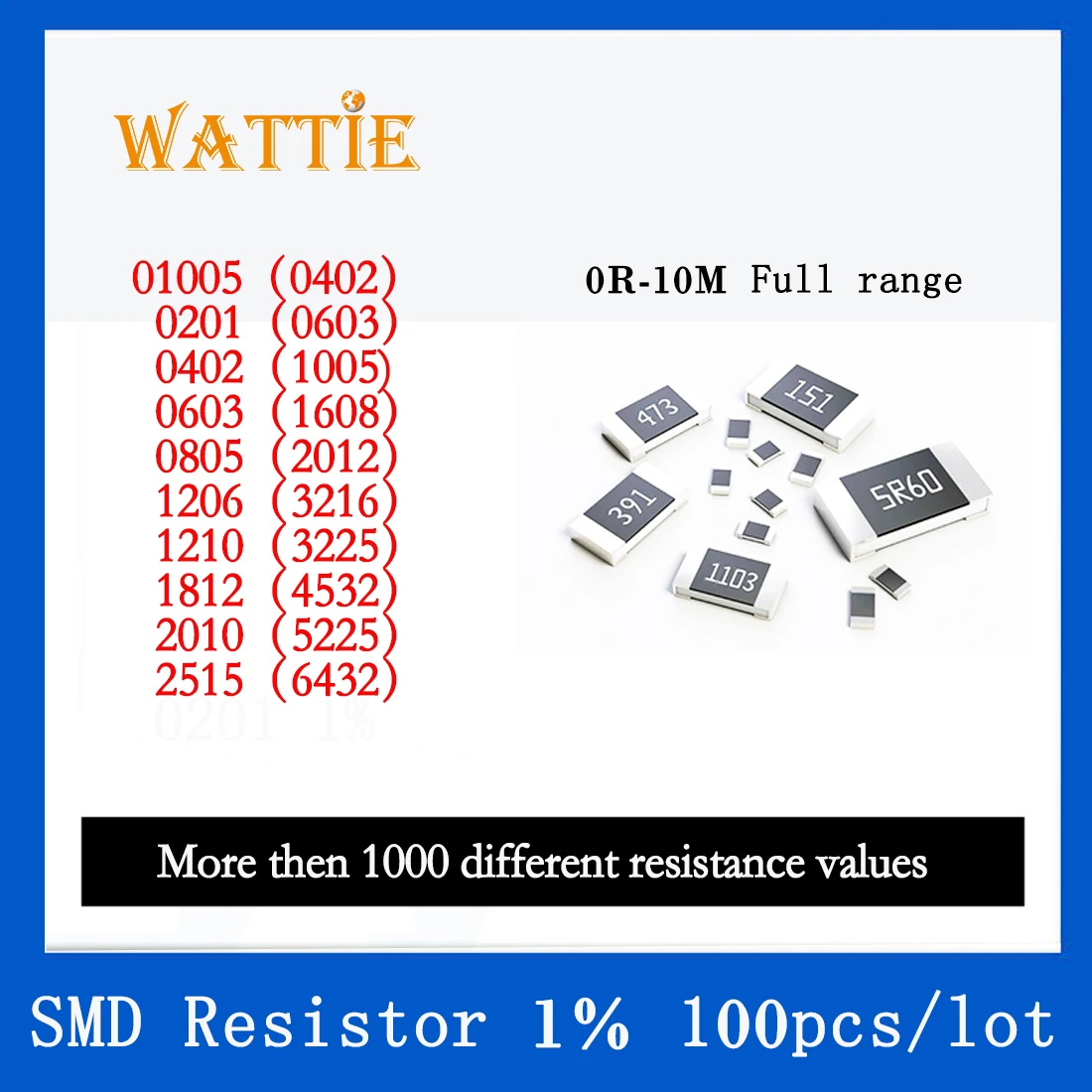 SMD резистор 0402 1% 3,3 М 3,32 М 3,4 М 3,48 М 3,57 М 3,6 М 3,65 М, 100 бр./лот микросхемные резистори 1/16 W 1.0 mm * 0,5 мм Изображение 2