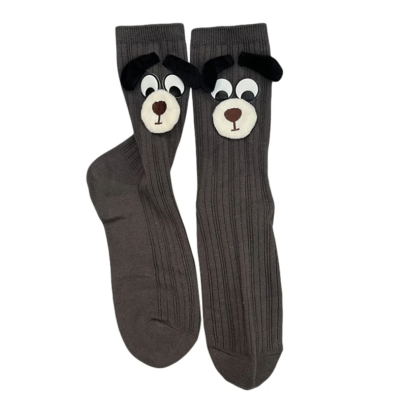 Дамски забавни чорапи-тръба, Чорапи за екипажа със сладък анимационен куче, Ластични чорапи за разходка, магазини за дрехи Изображение 2