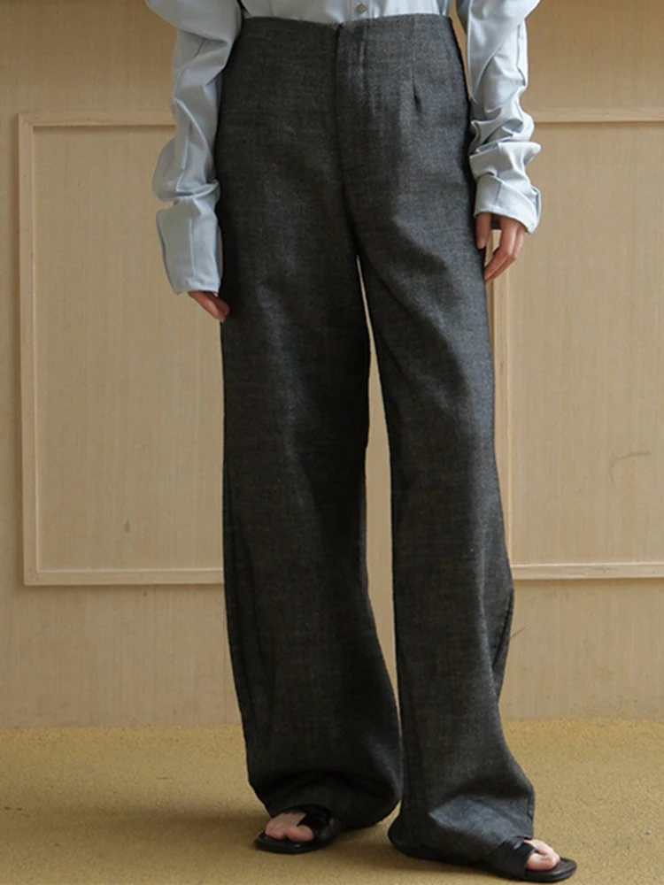 LANMREM Ежедневни тънки панталони за жени, дизайнерски широки панталони с висока талия, Модерни дамски дрехи, 2023, Новост есента 2YA3470 Изображение 2