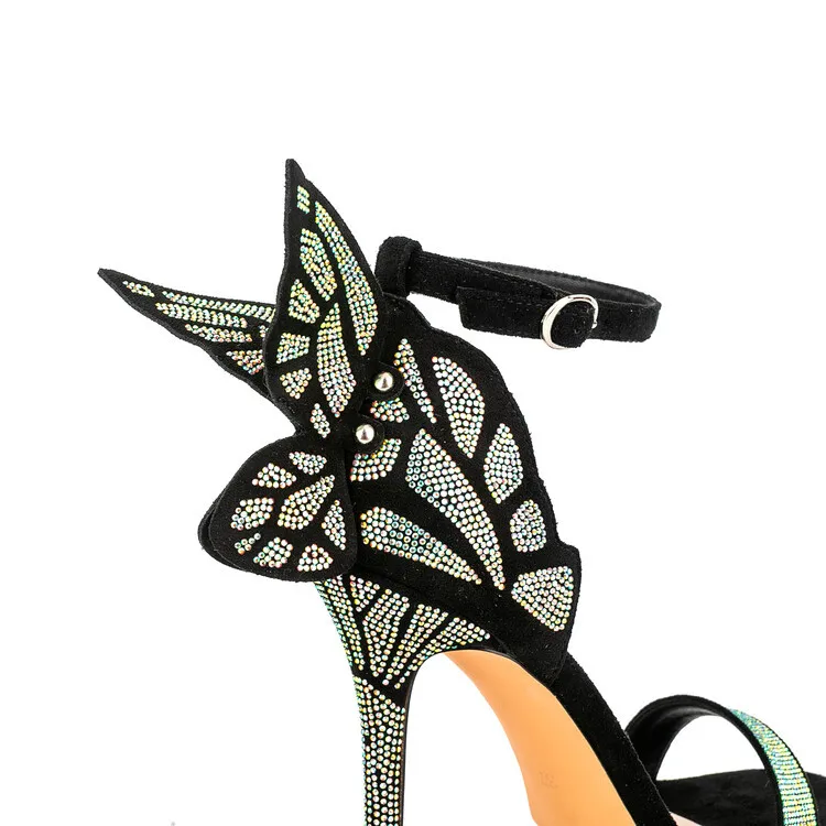 2023 Лятна Европейската и американската мода, Малка кръгла глава, Тънък висок ток, Цветна чанта с пеперуда, завязывающаяся отзад, Големи сандали Изображение 4