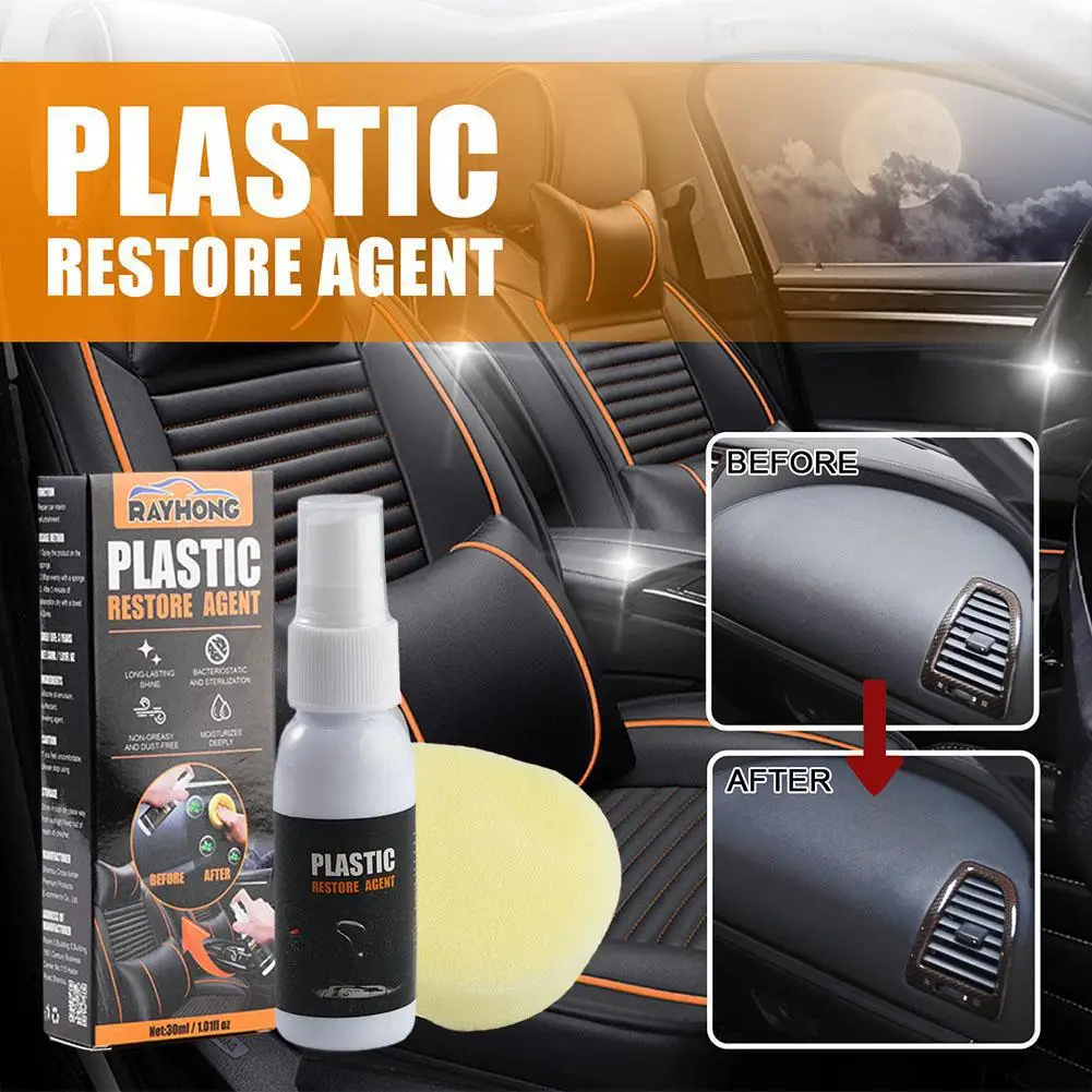 Комплект за възстановяване на пластмаса в колата, препарат за почистване на пластмаса, средство за прилагане на ваденки на автомобилна кожа за интериора и екстериора на O1N1 Изображение 2