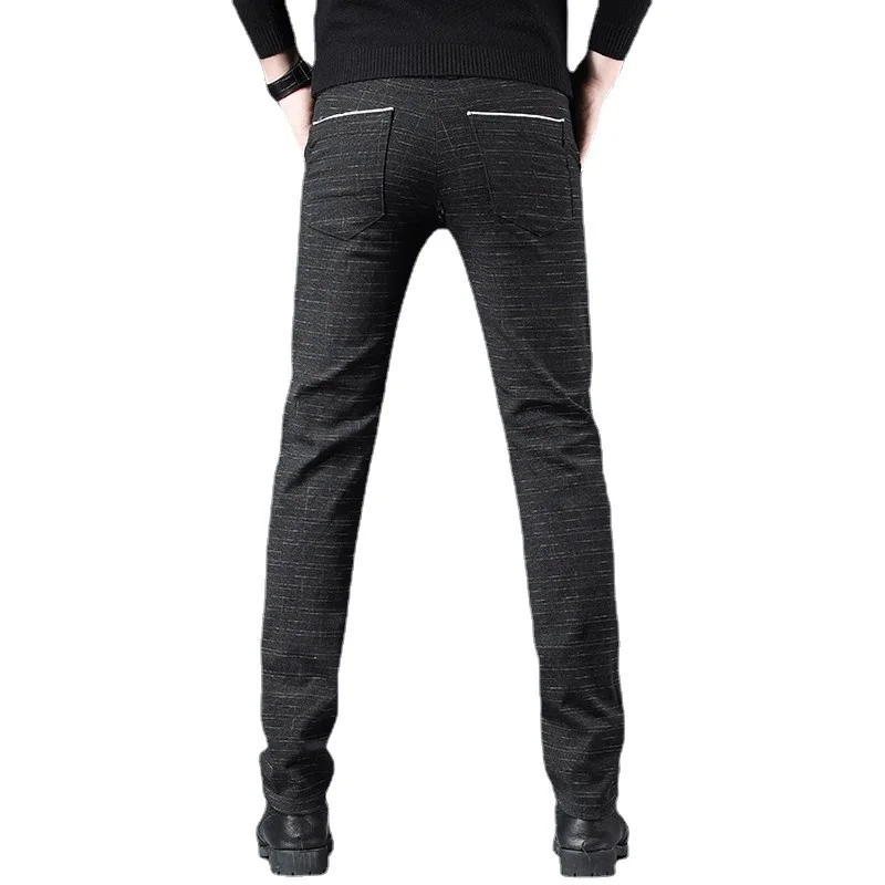 Мъжките ежедневни панталони са от чист памук, черно/сиво/синьо, модерен мъжки бизнес танцови вечерни плътно прилепнали панталони, Размер 28-38 Изображение 1