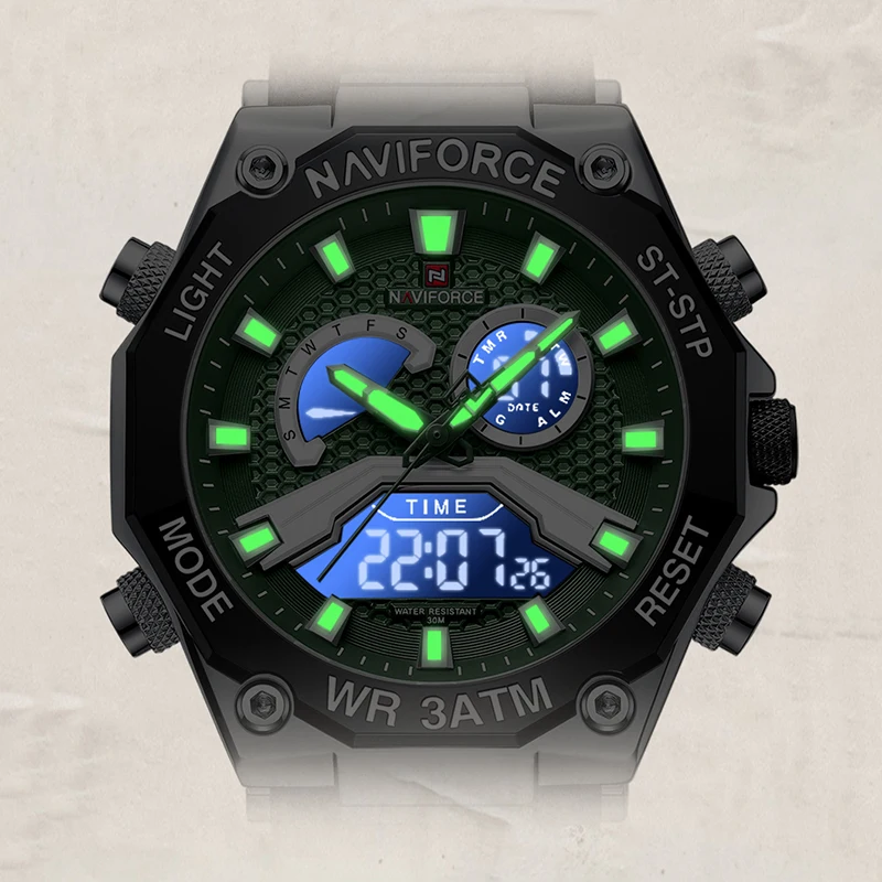NAVIFORCE Оригиналната марка, модерен мъжки часовници, Луксозни светещи кварцов ръчен часовник с кожена каишка, спортни водоустойчиви часовници, мъжки подарък Изображение 2